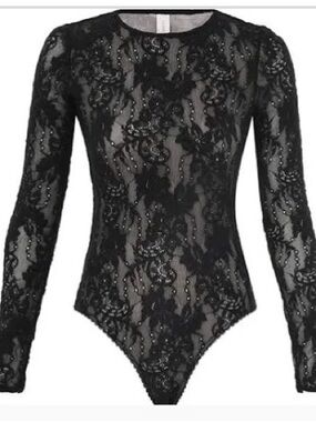 Zimmermann Lace Long-Sleeves Stretch-Woven Bodysuit size 2/medium